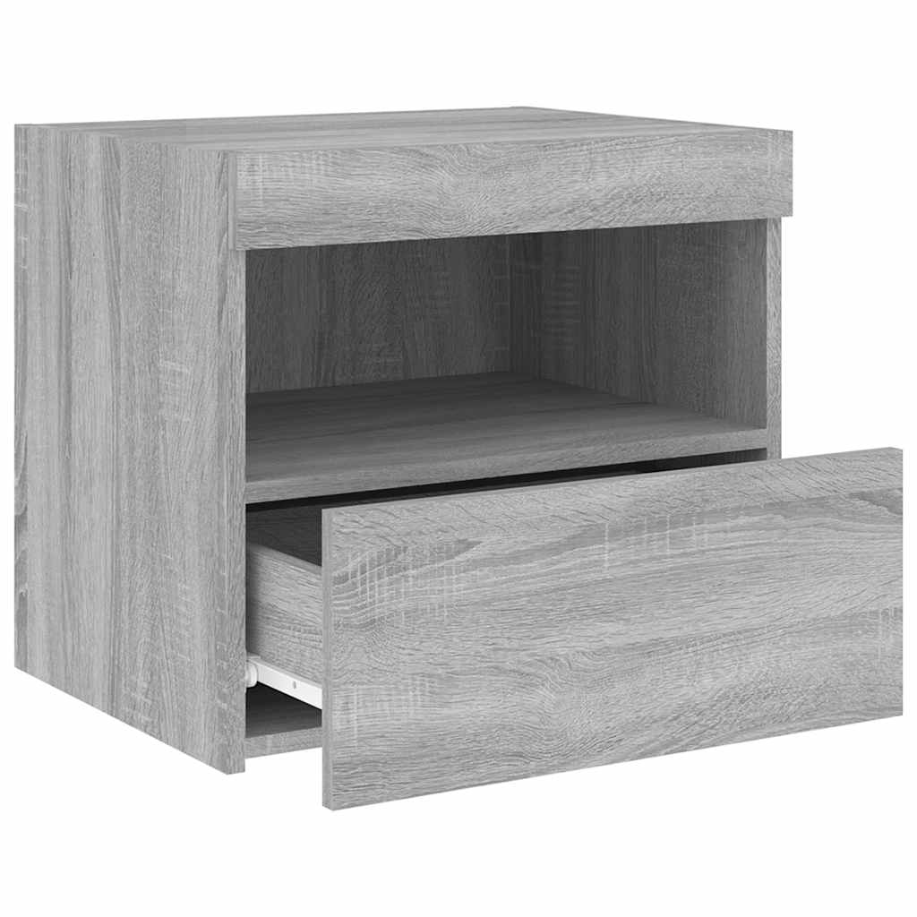 Table de chevet avec lumières LED sonoma gris 50x40x45 cm - XIOS