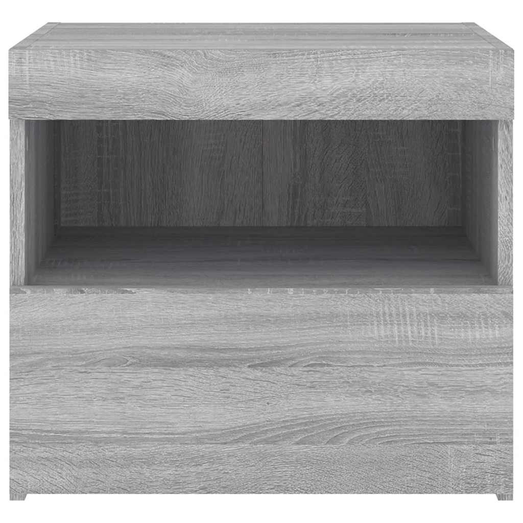 Table de chevet avec lumières LED sonoma gris 50x40x45 cm - XIOS