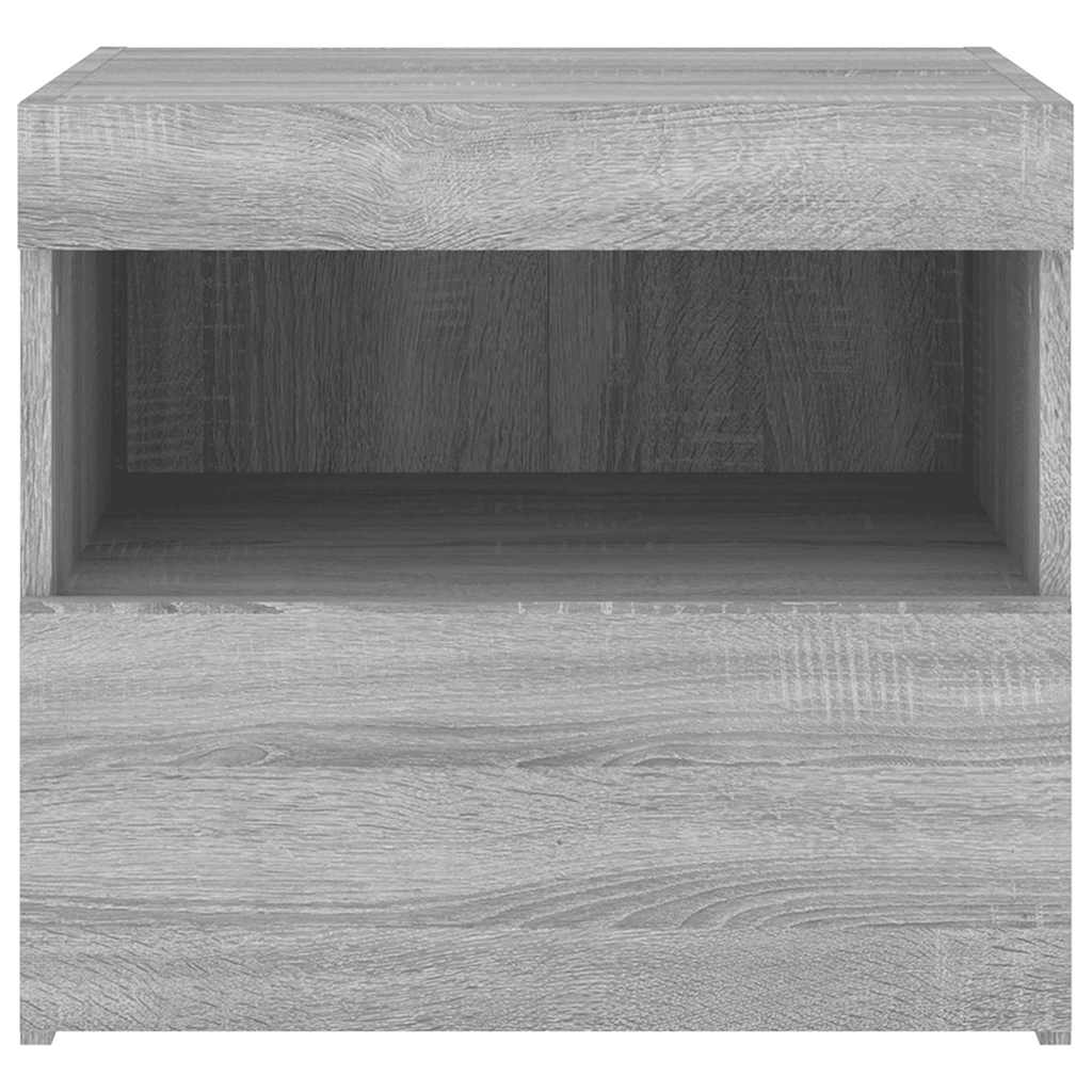 Tables de chevet avec lumières LED 2 pcs sonoma gris 50x40x45cm