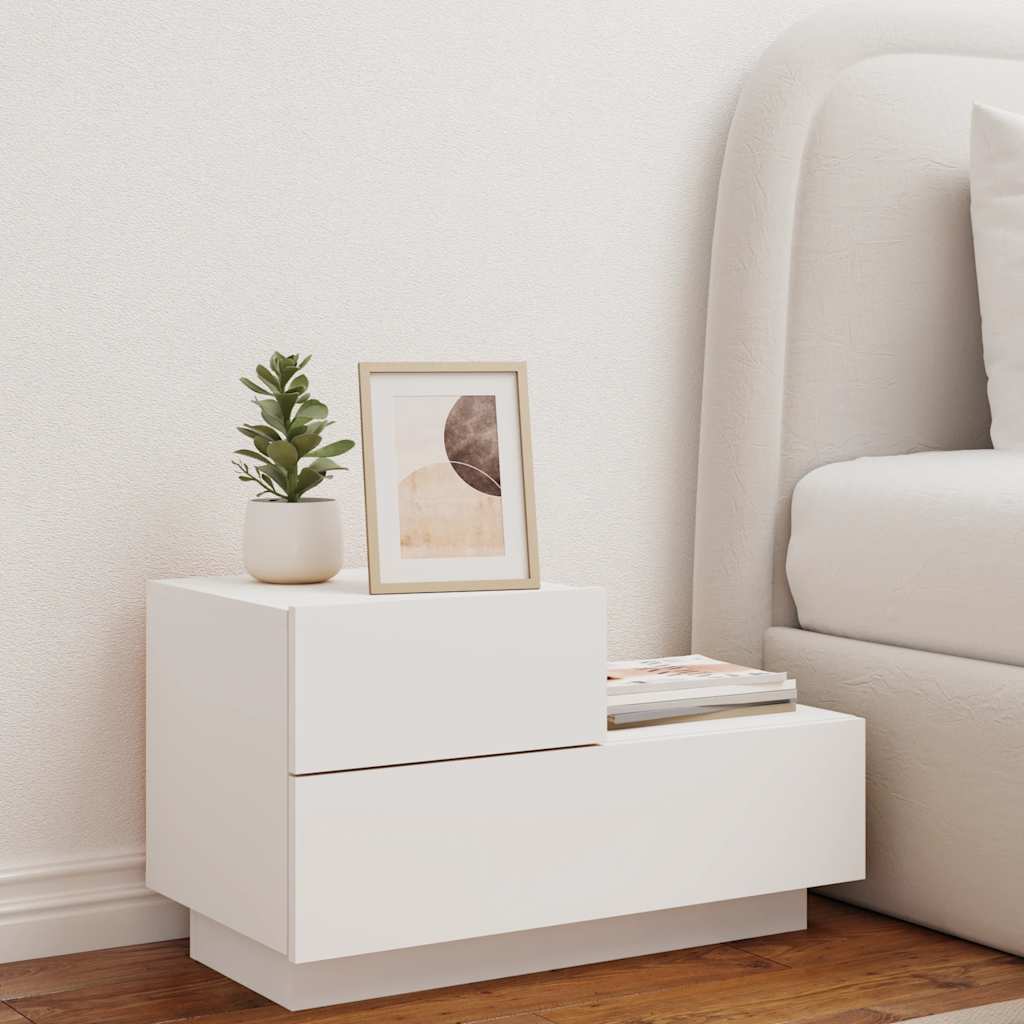Table de chevet avec lumières LED blanc 70x36x40,5 cm - XIOS