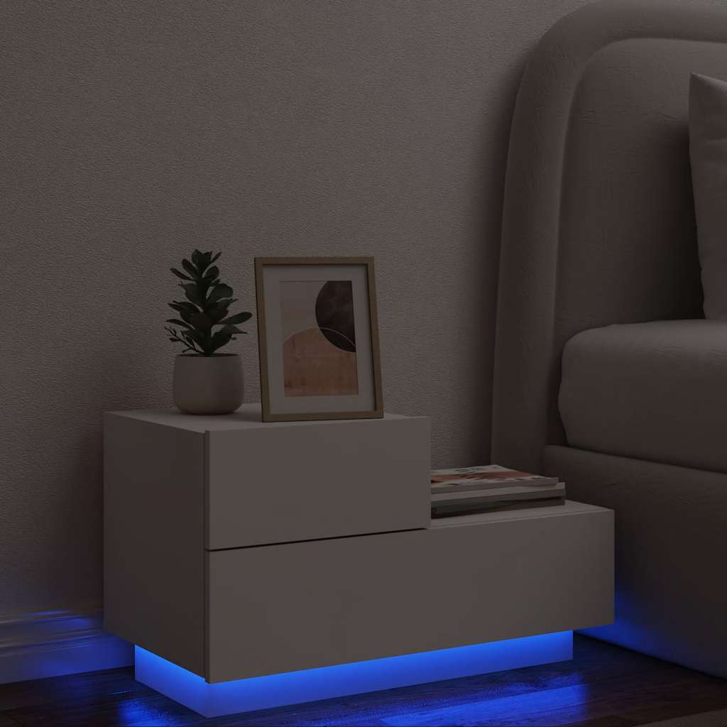 Table de chevet avec lumières LED blanc 70x36x40,5 cm - XIOS
