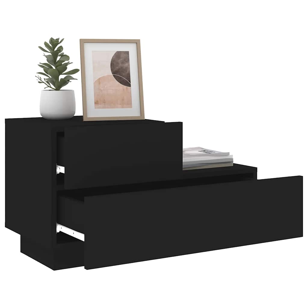 Table de chevet avec lumières LED noir 70x36x40,5 cm - XIOS