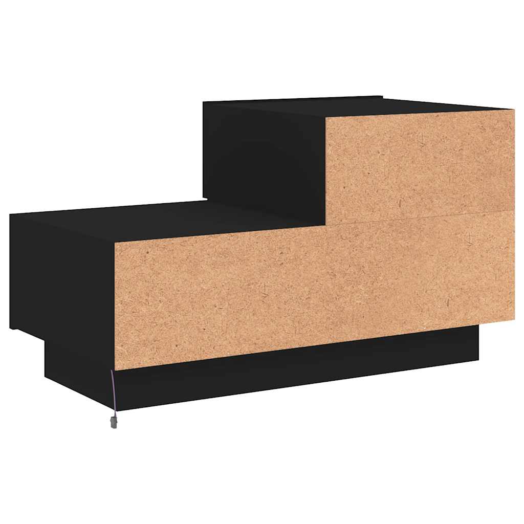 Table de chevet avec lumières LED noir 70x36x40,5 cm - XIOS
