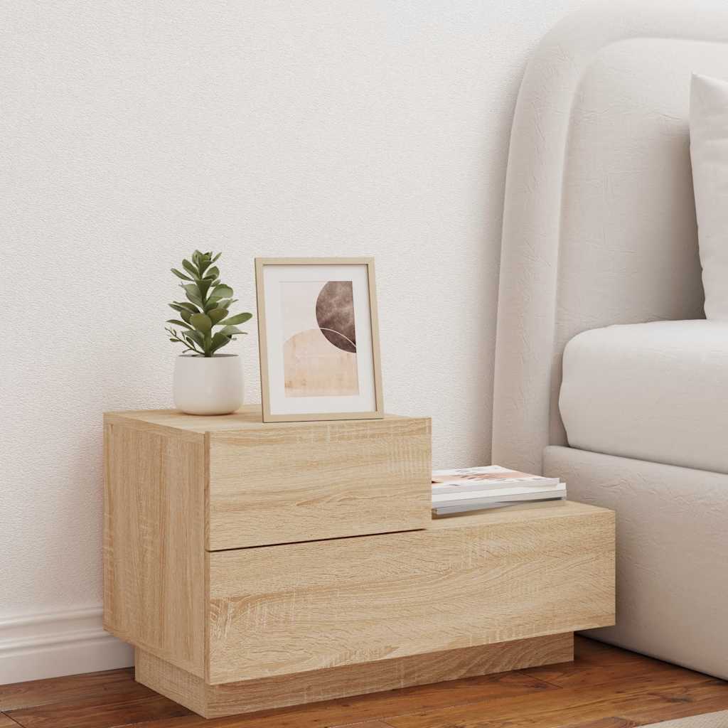 Table de chevet avec lumières LED chêne sonoma 70x36x40,5 cm - XIOS