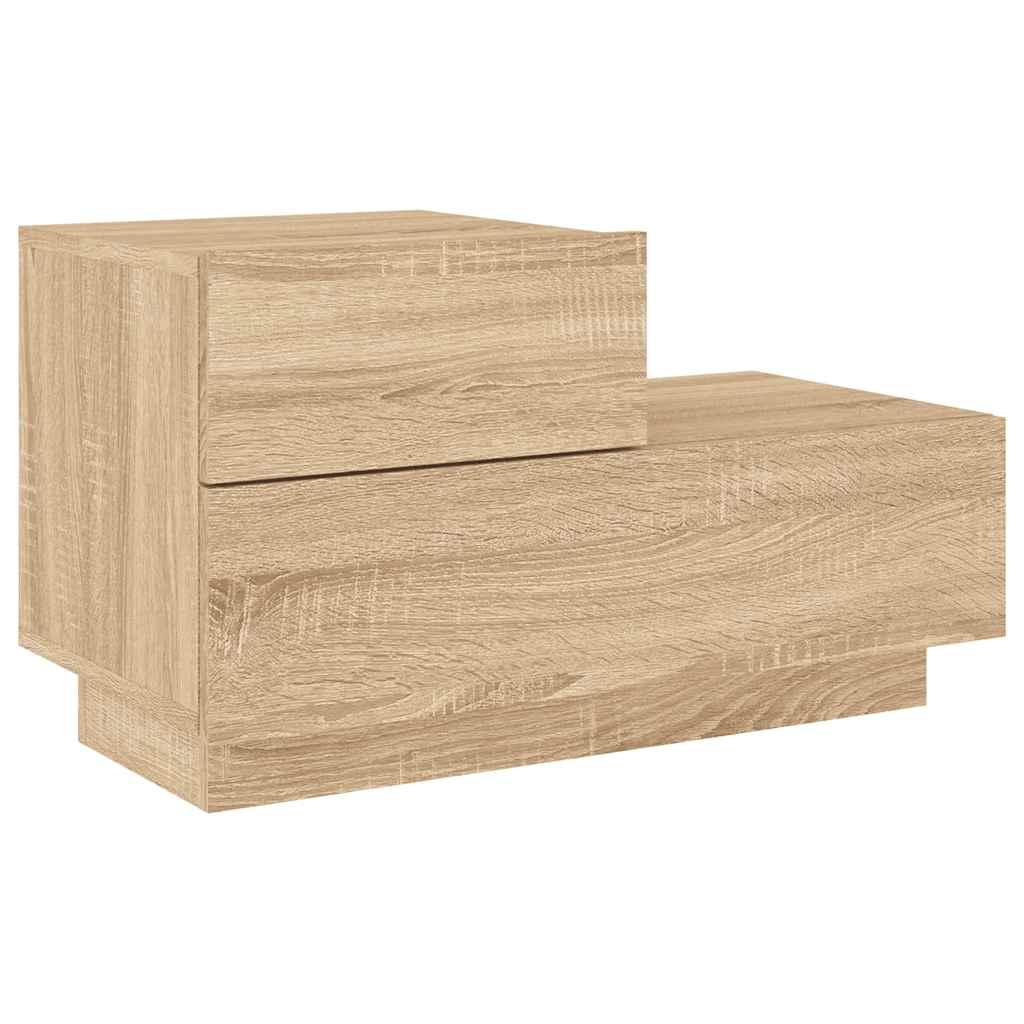 Table de chevet avec lumières LED chêne sonoma 70x36x40,5 cm - XIOS