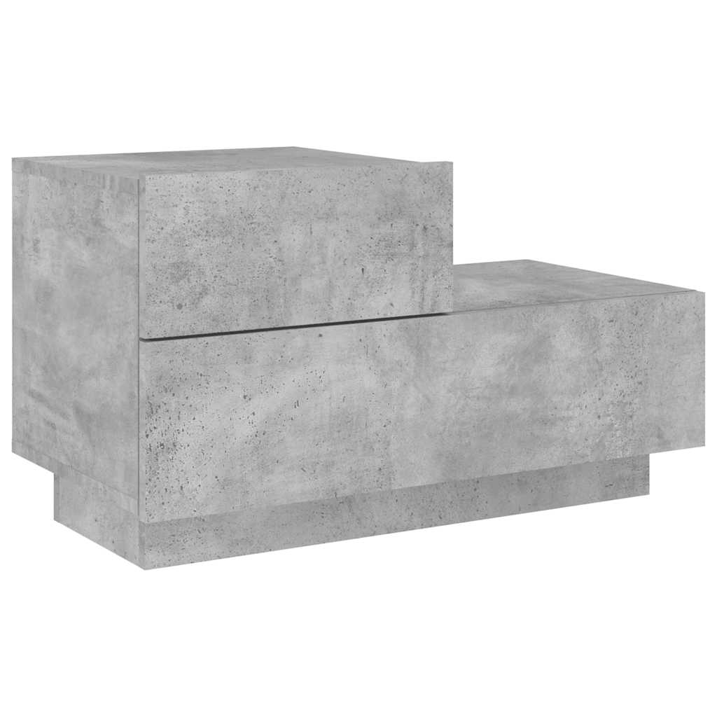 Table de chevet avec lumières LED gris béton 70x36x40,5 cm