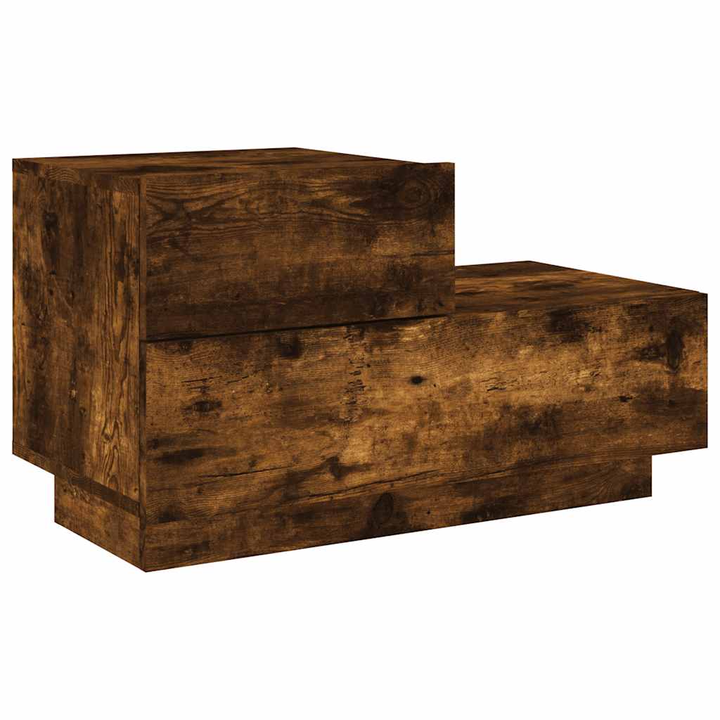 Table de chevet avec lumières LED chêne fumé 70x36x40,5 cm - XIOS