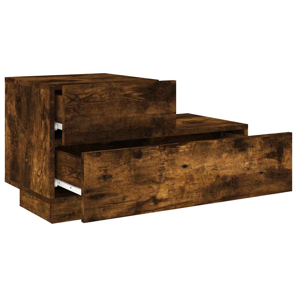 Table de chevet avec lumières LED chêne fumé 70x36x40,5 cm - XIOS