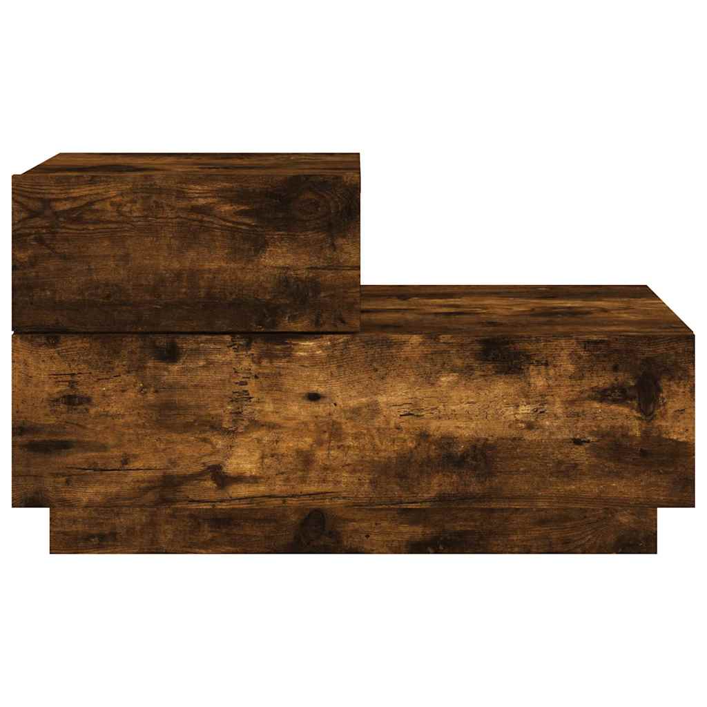 Table de chevet avec lumières LED chêne fumé 70x36x40,5 cm - XIOS