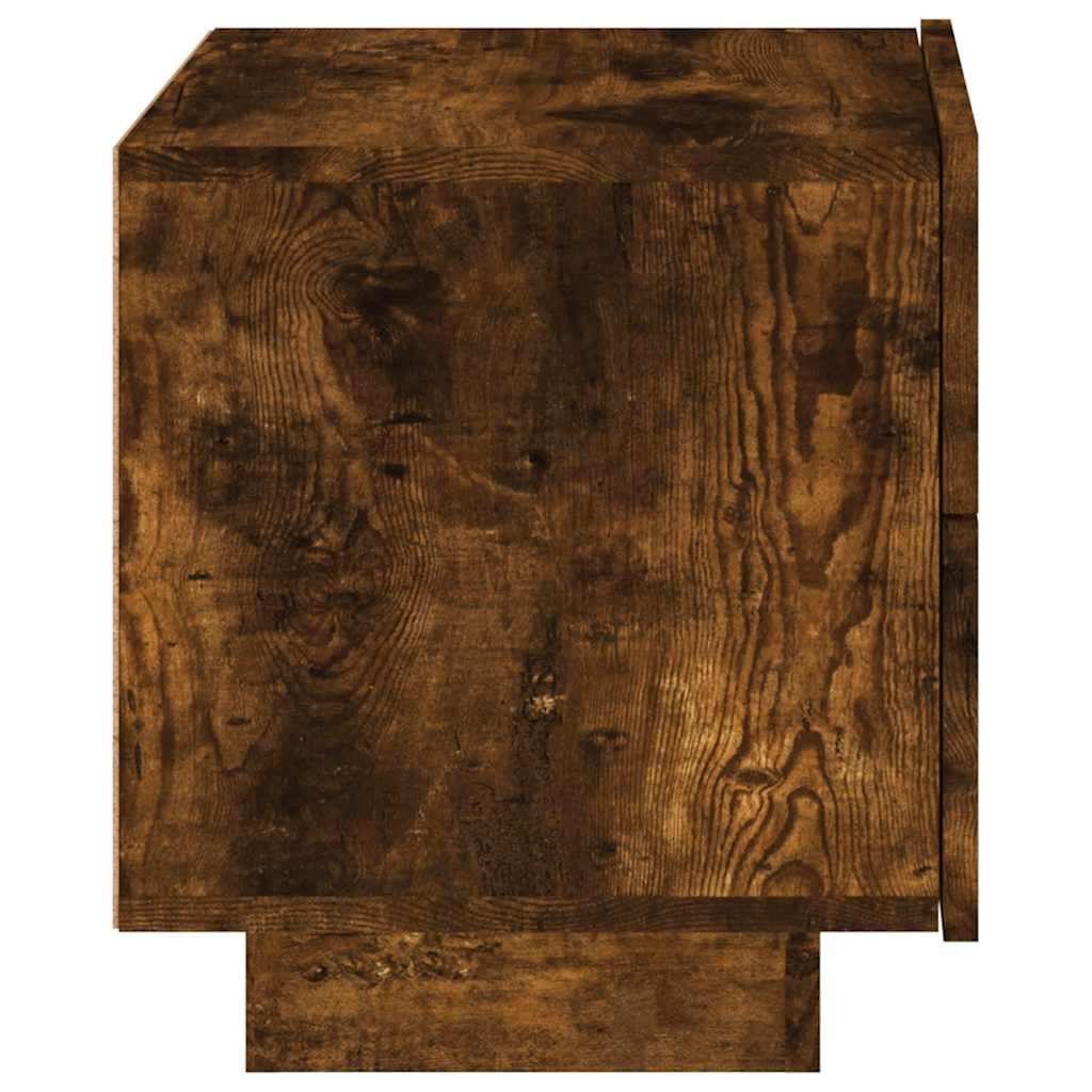 Table de chevet avec lumières LED chêne fumé 70x36x40,5 cm - XIOS