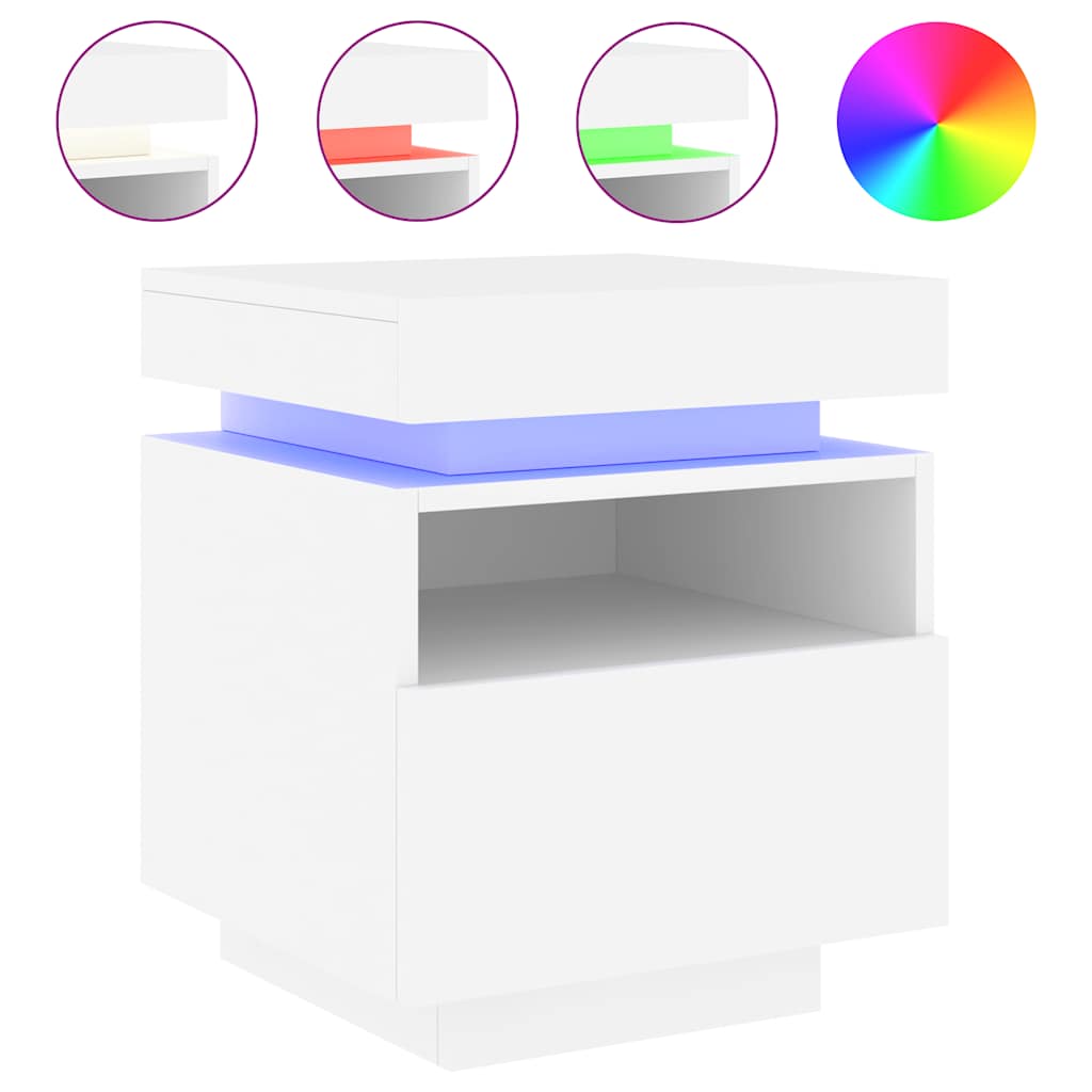 Armoire de chevet avec lumières LED blanc 40x39x48,5 cm - XIOS