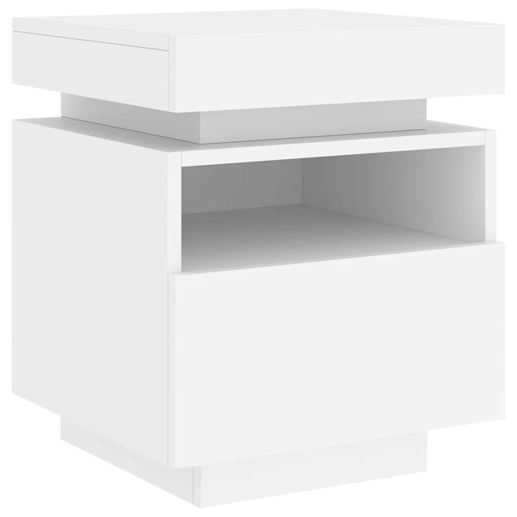 Armoire de chevet avec lumières LED blanc 40x39x48,5 cm - XIOS