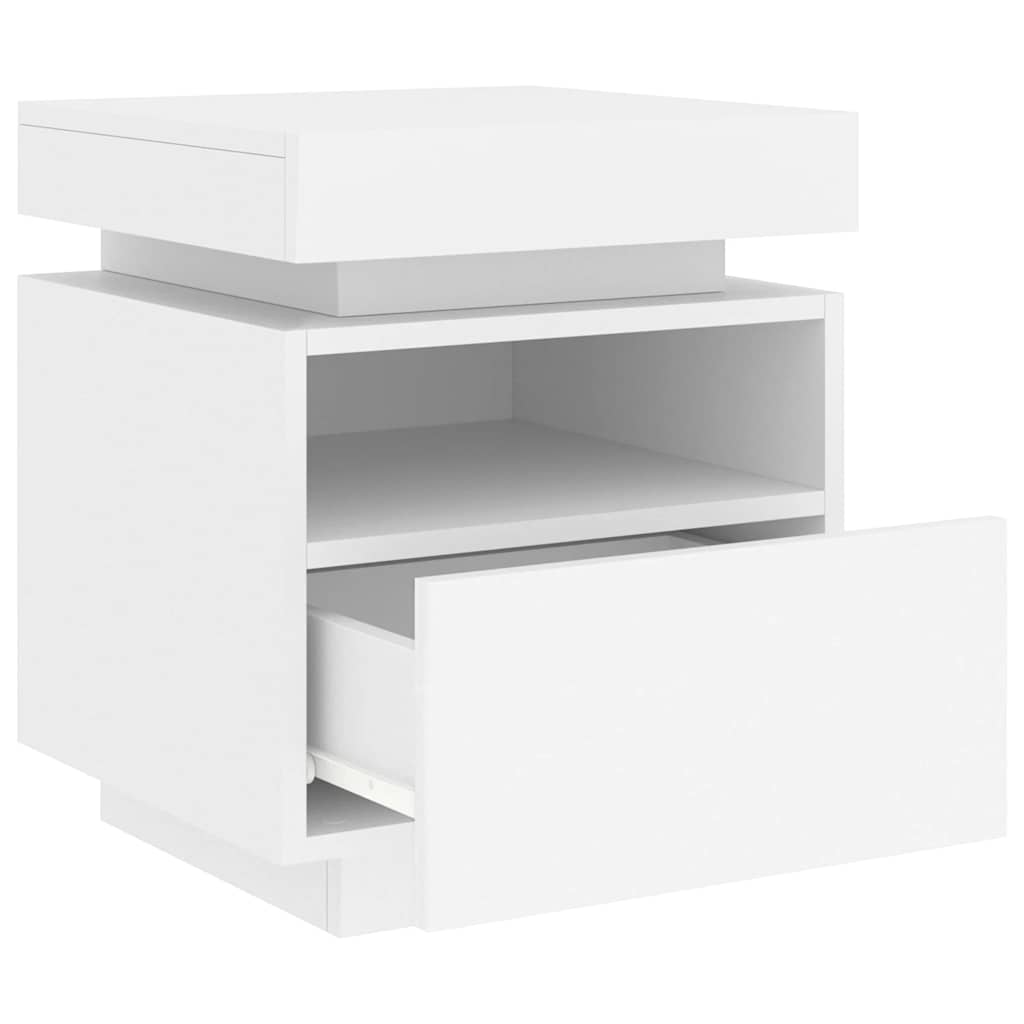 Armoire de chevet avec lumières LED blanc 40x39x48,5 cm - XIOS