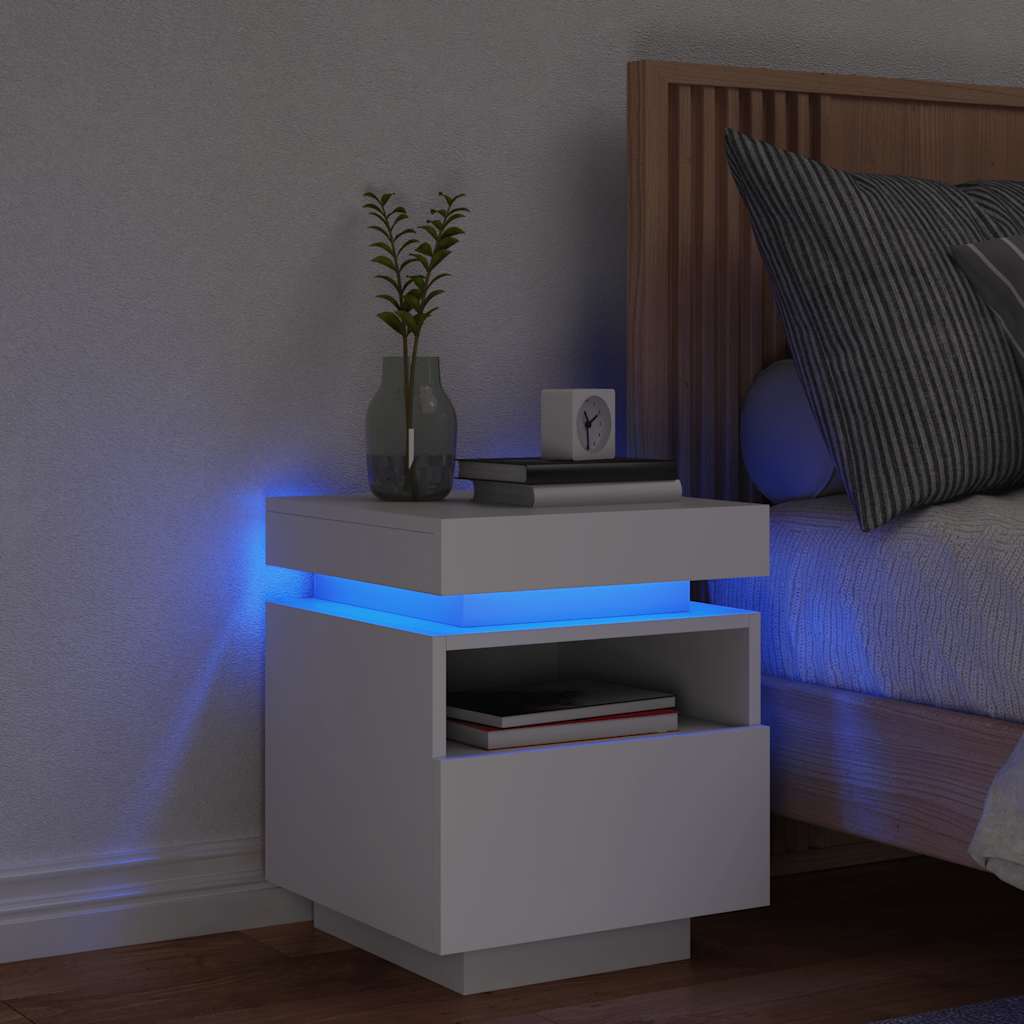 Armoire de chevet avec lumières LED blanc 40x39x48,5 cm - XIOS