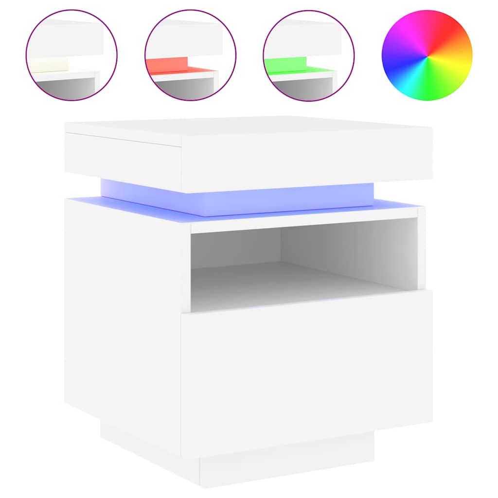 Armoires de chevet avec lumières LED 2 pcs blanc 40x39x48,5 cm - XIOS