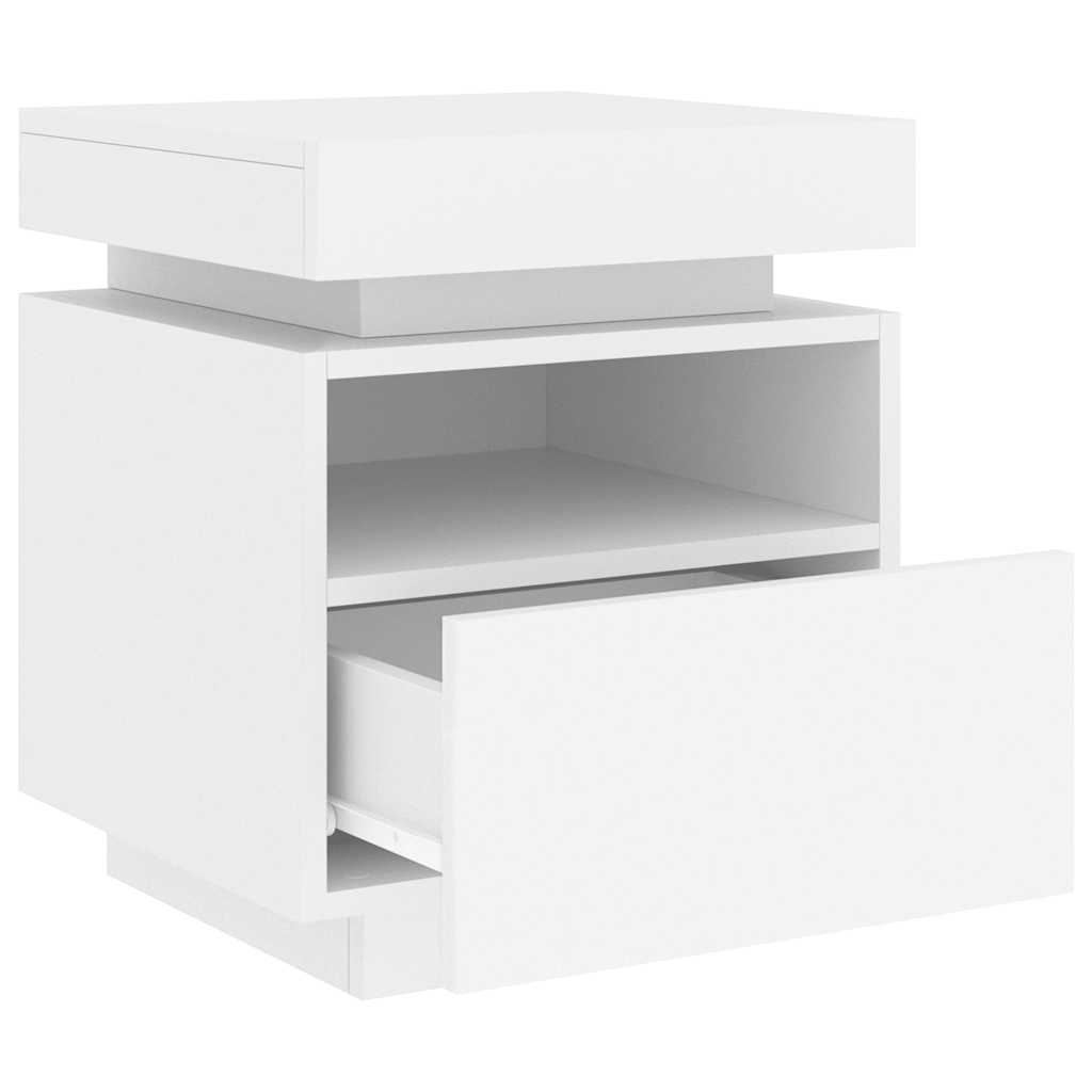 Armoires de chevet avec lumières LED 2 pcs blanc 40x39x48,5 cm - XIOS