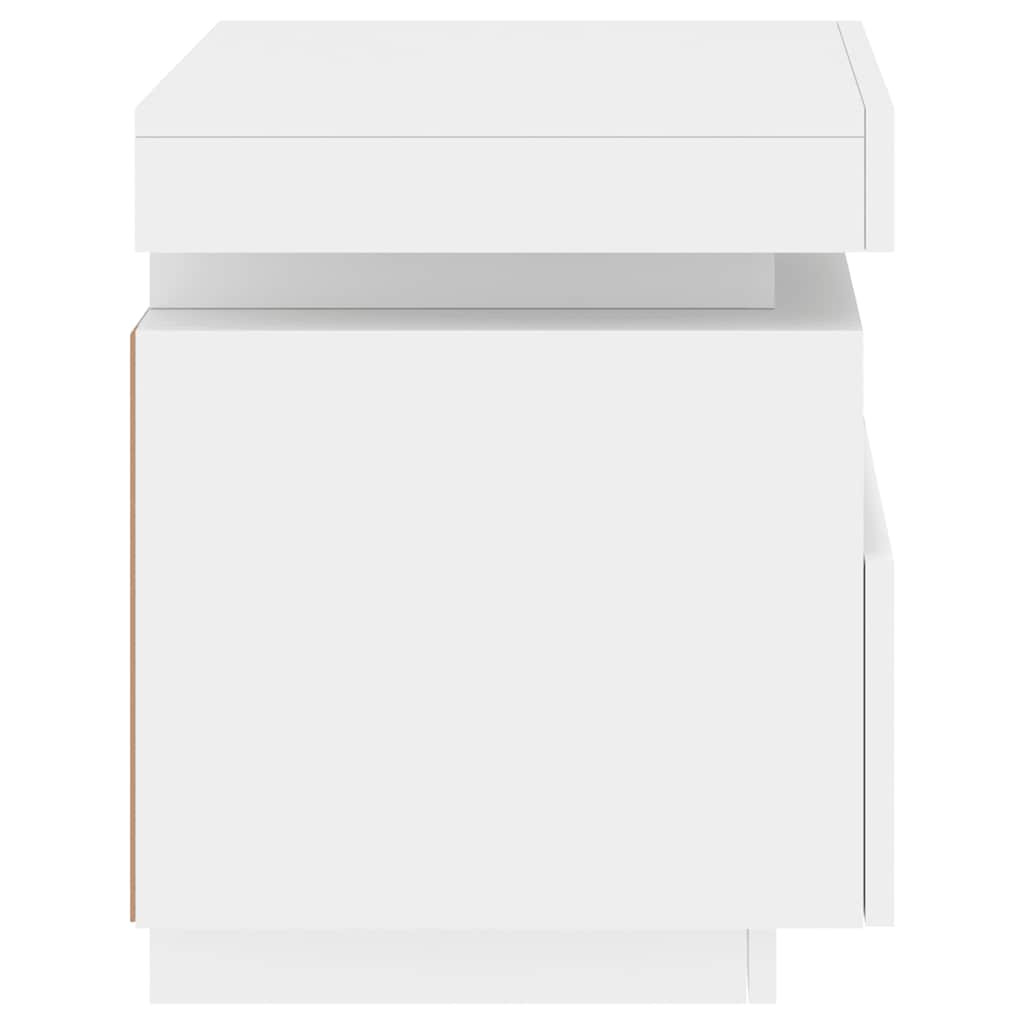 Armoires de chevet avec lumières LED 2 pcs blanc 40x39x48,5 cm - XIOS
