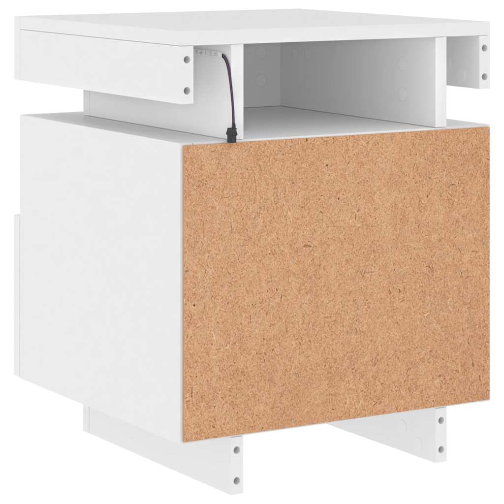 Armoires de chevet avec lumières LED 2 pcs blanc 40x39x48,5 cm - XIOS