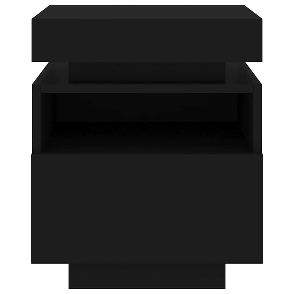 Armoires de chevet avec lumières LED 2 pcs noir 40x39x48,5 cm