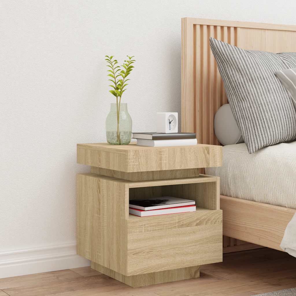 Armoire de chevet avec lumières LED chêne sonoma 40x39x48,5 cm - XIOS