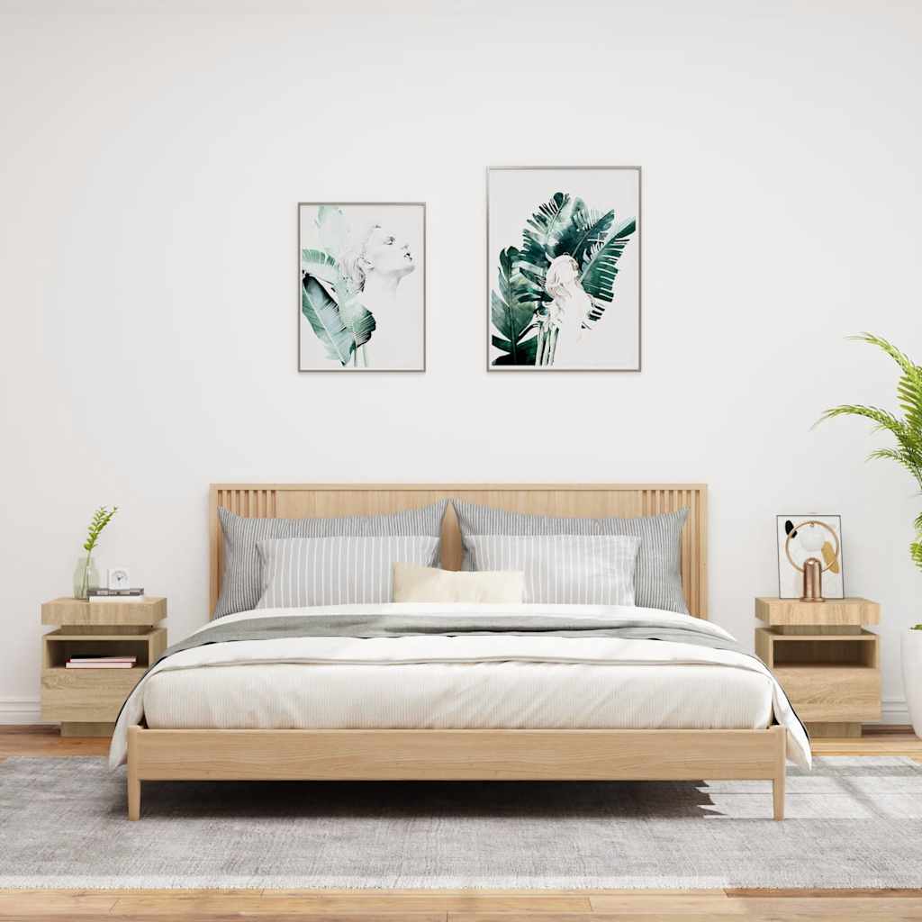 Armoires de chevet avec lumières LED 2 pcs chêne sonoma - XIOS