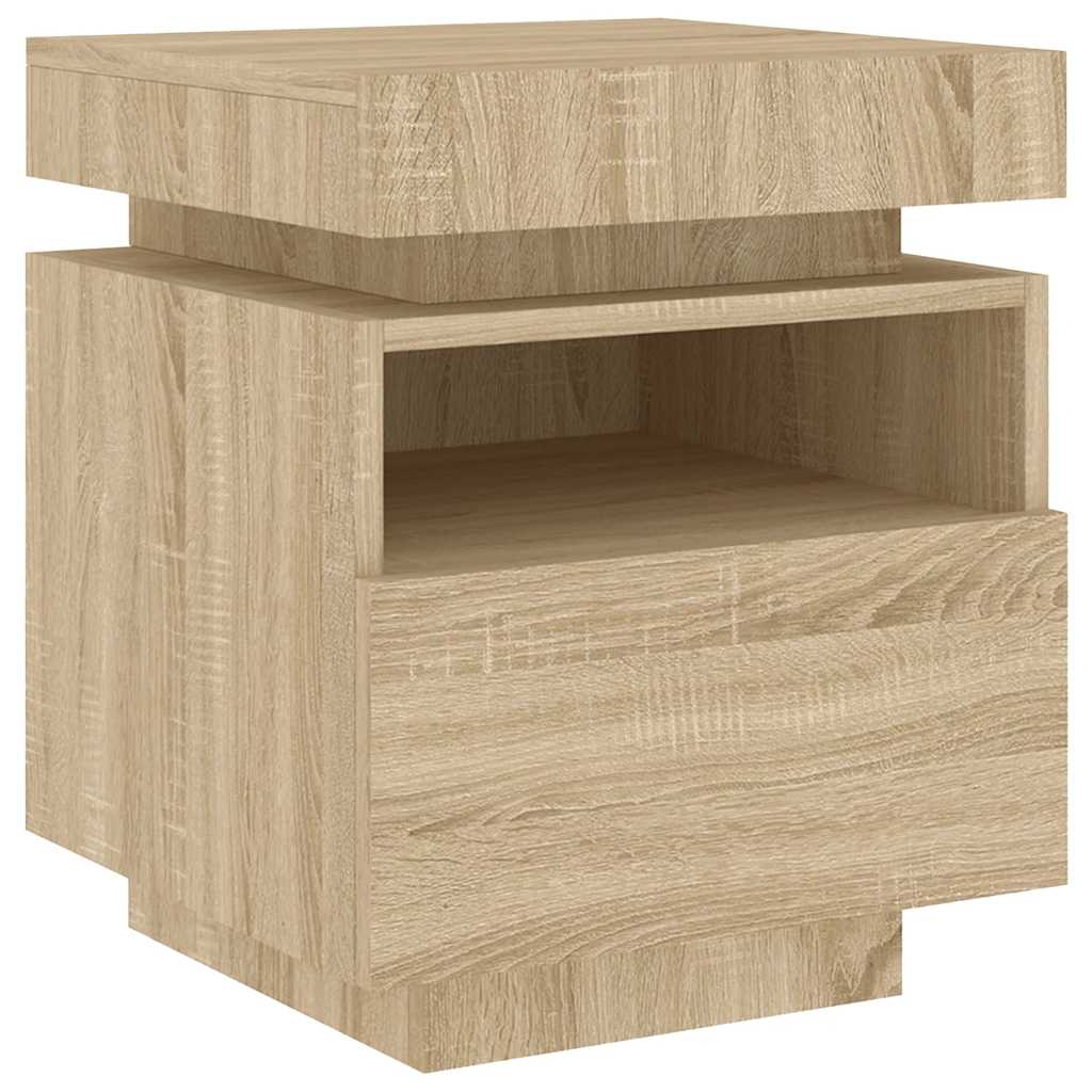 Armoires de chevet avec lumières LED 2 pcs chêne sonoma - XIOS