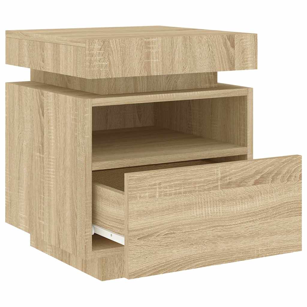 Armoires de chevet avec lumières LED 2 pcs chêne sonoma - XIOS