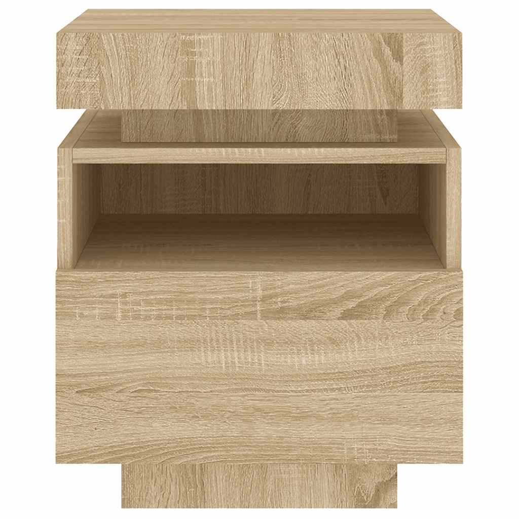 Armoires de chevet avec lumières LED 2 pcs chêne sonoma - XIOS