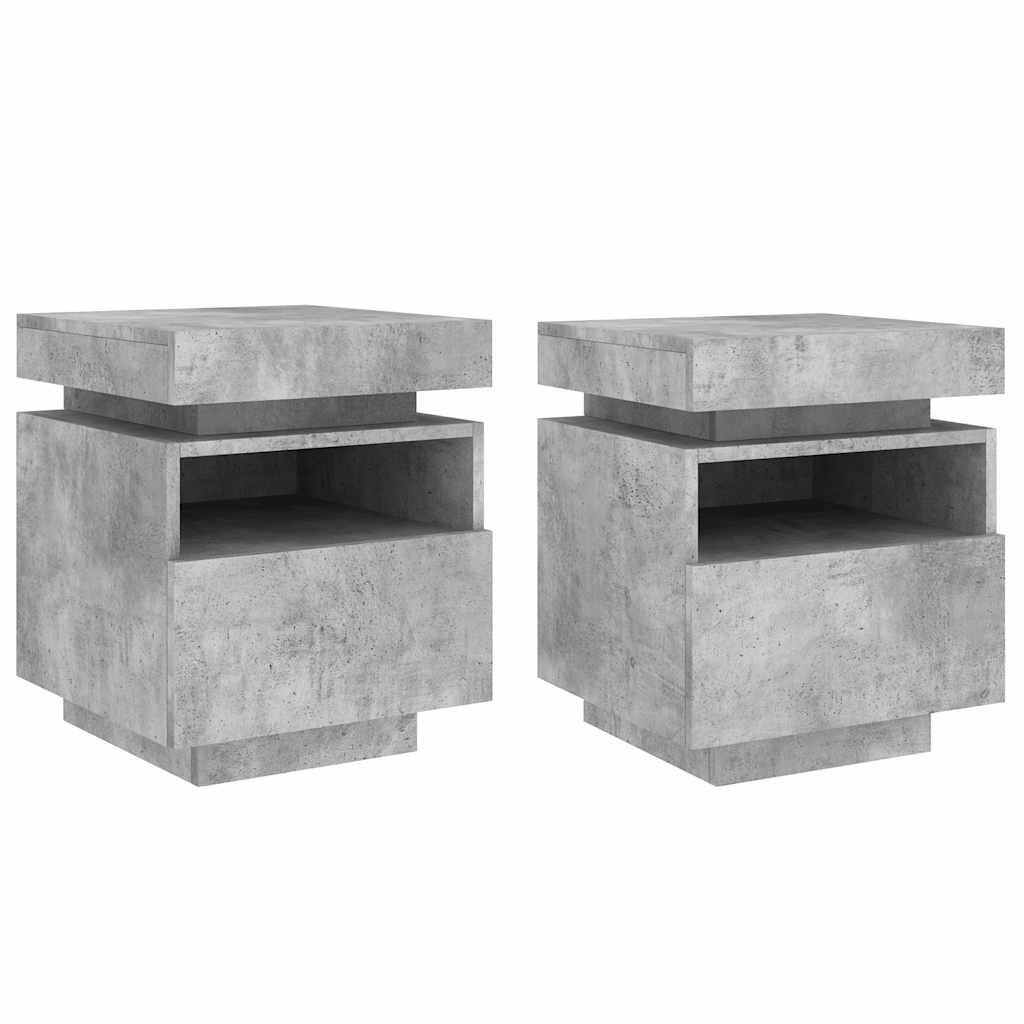 Armoires de chevet avec lumières LED 2 pcs gris béton - XIOS
