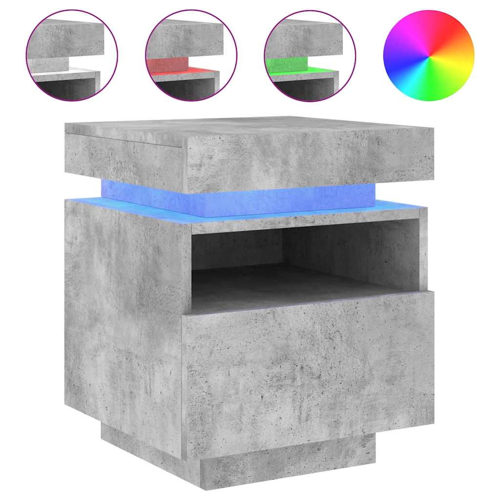Armoires de chevet avec lumières LED 2 pcs gris béton - XIOS