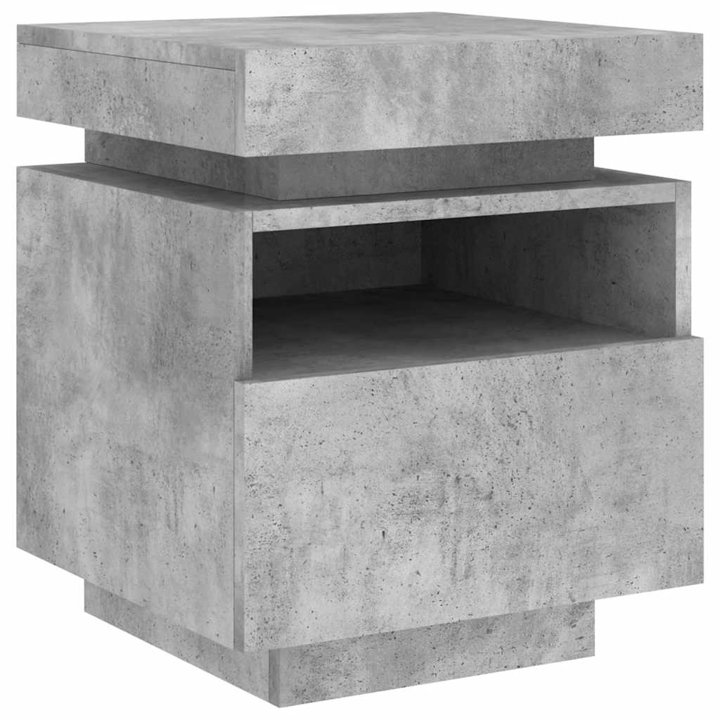 Armoires de chevet avec lumières LED 2 pcs gris béton - XIOS
