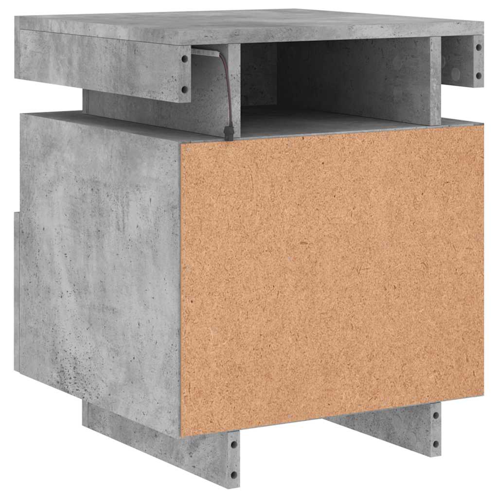 Armoires de chevet avec lumières LED 2 pcs gris béton - XIOS