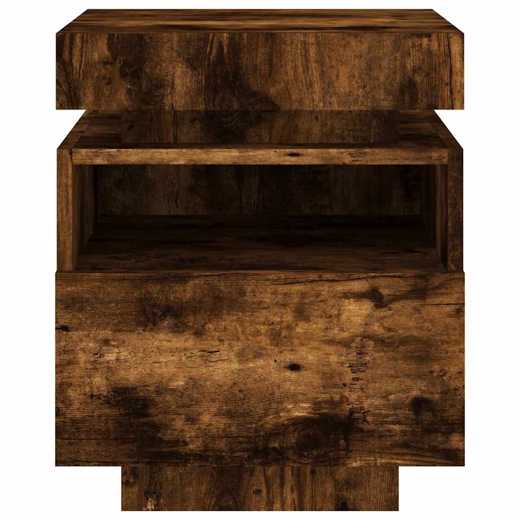 Armoire de chevet avec lumières LED chêne fumé 40x39x48,5 cm - XIOS