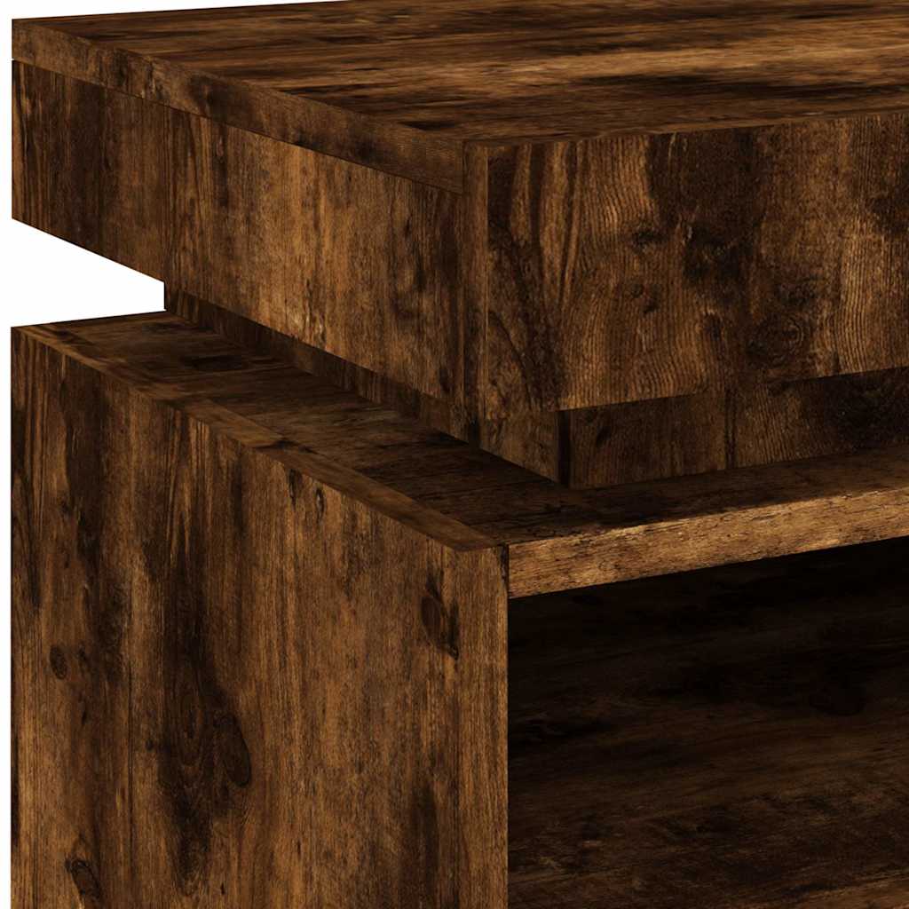 Armoire de chevet avec lumières LED chêne fumé 40x39x48,5 cm - XIOS