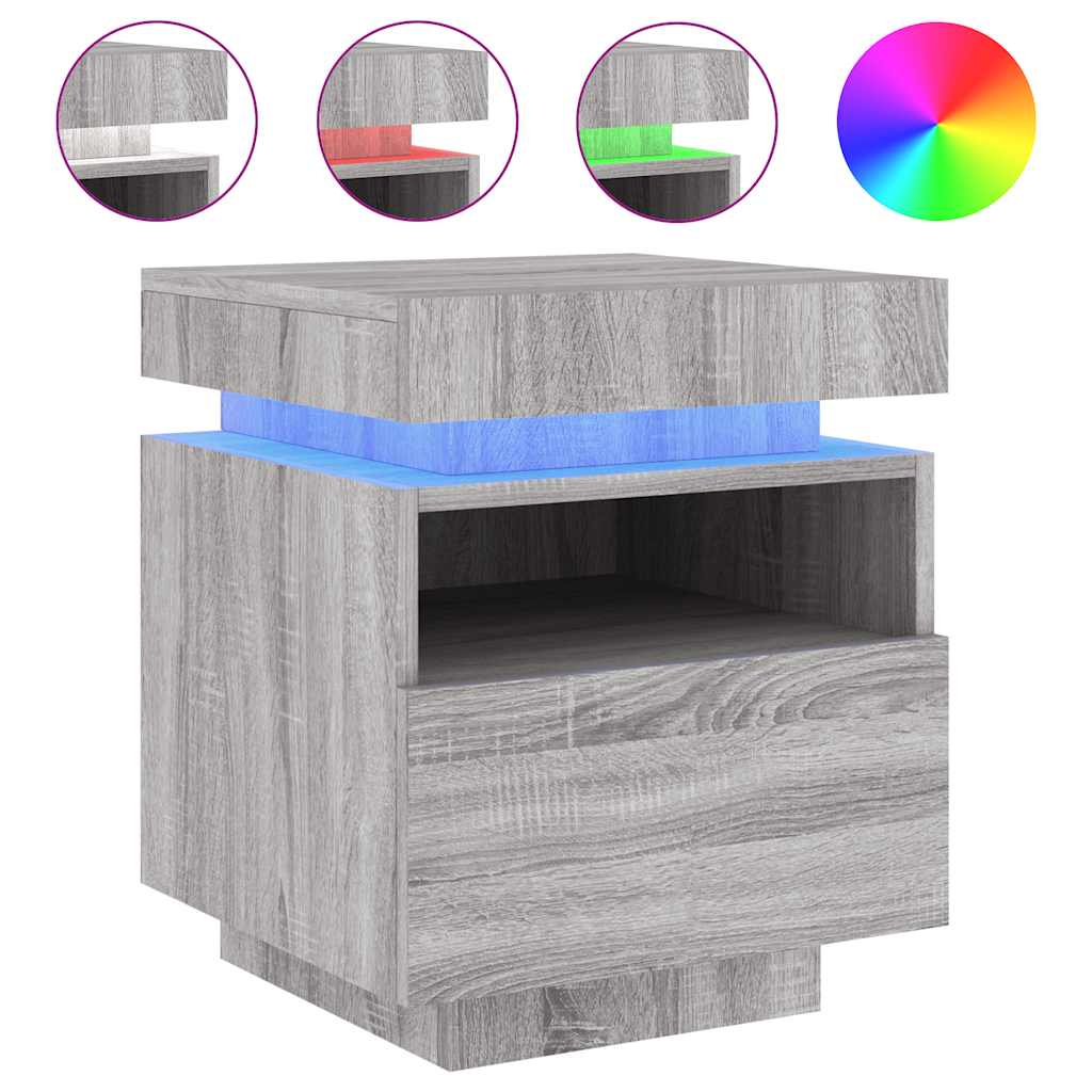 Armoire de chevet avec lumières LED sonoma gris 40x39x48,5 cm - XIOS