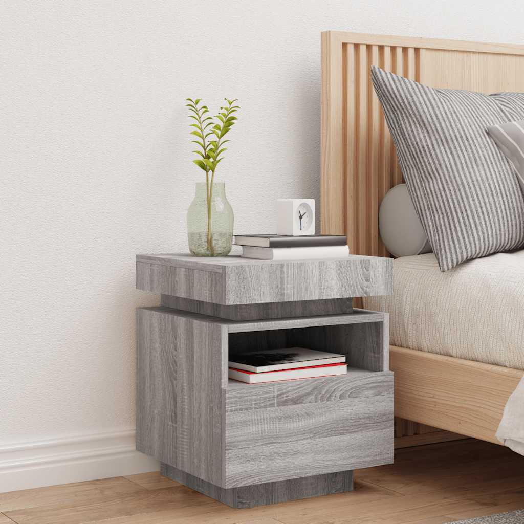 Armoire de chevet avec lumières LED sonoma gris 40x39x48,5 cm - XIOS