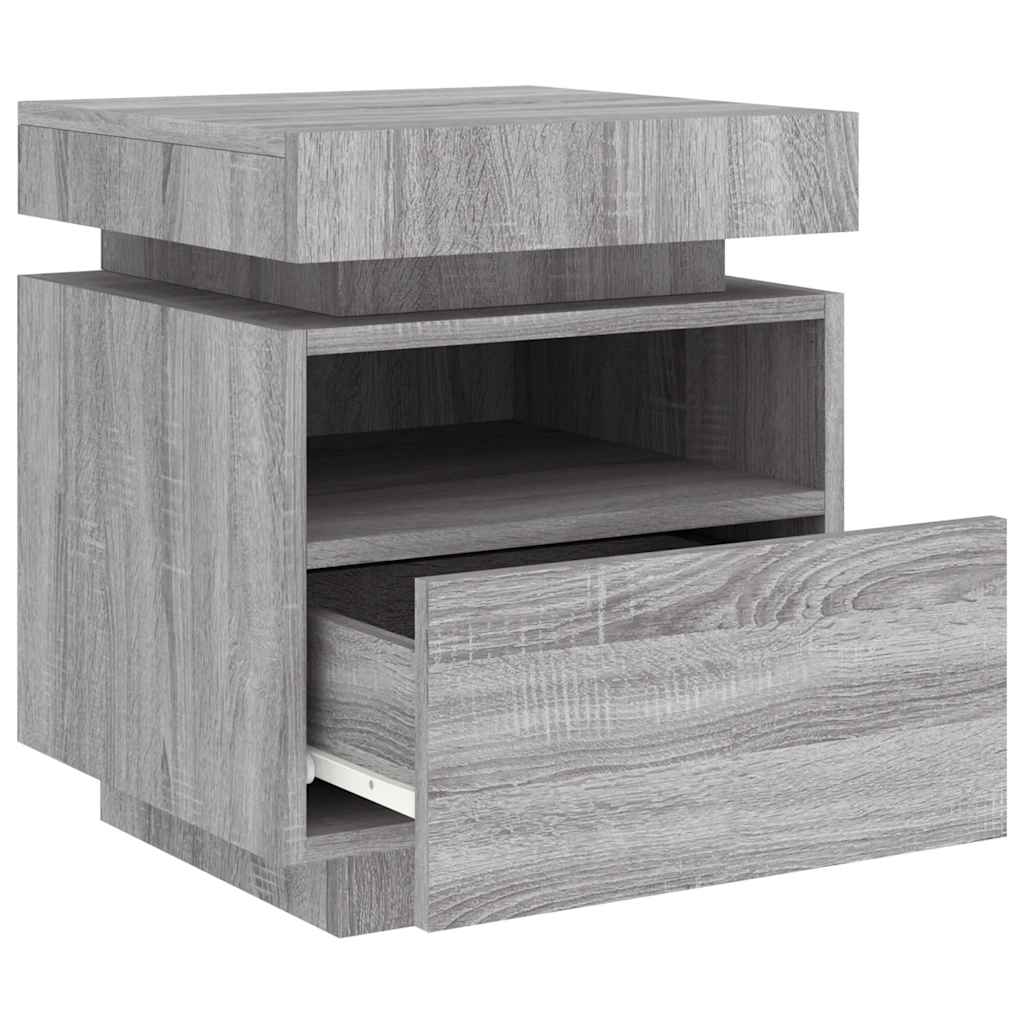 Armoire de chevet avec lumières LED sonoma gris 40x39x48,5 cm - XIOS