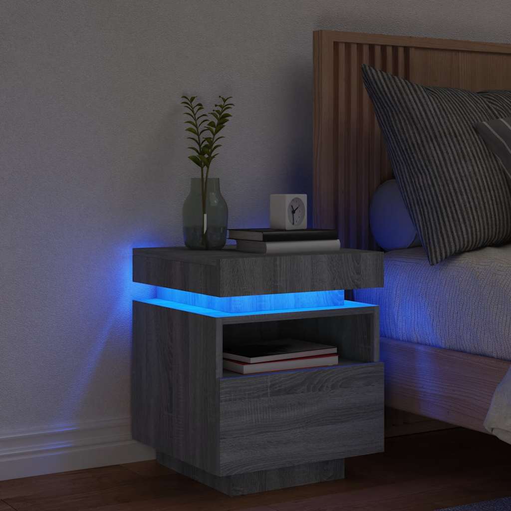 Armoire de chevet avec lumières LED sonoma gris 40x39x48,5 cm - XIOS