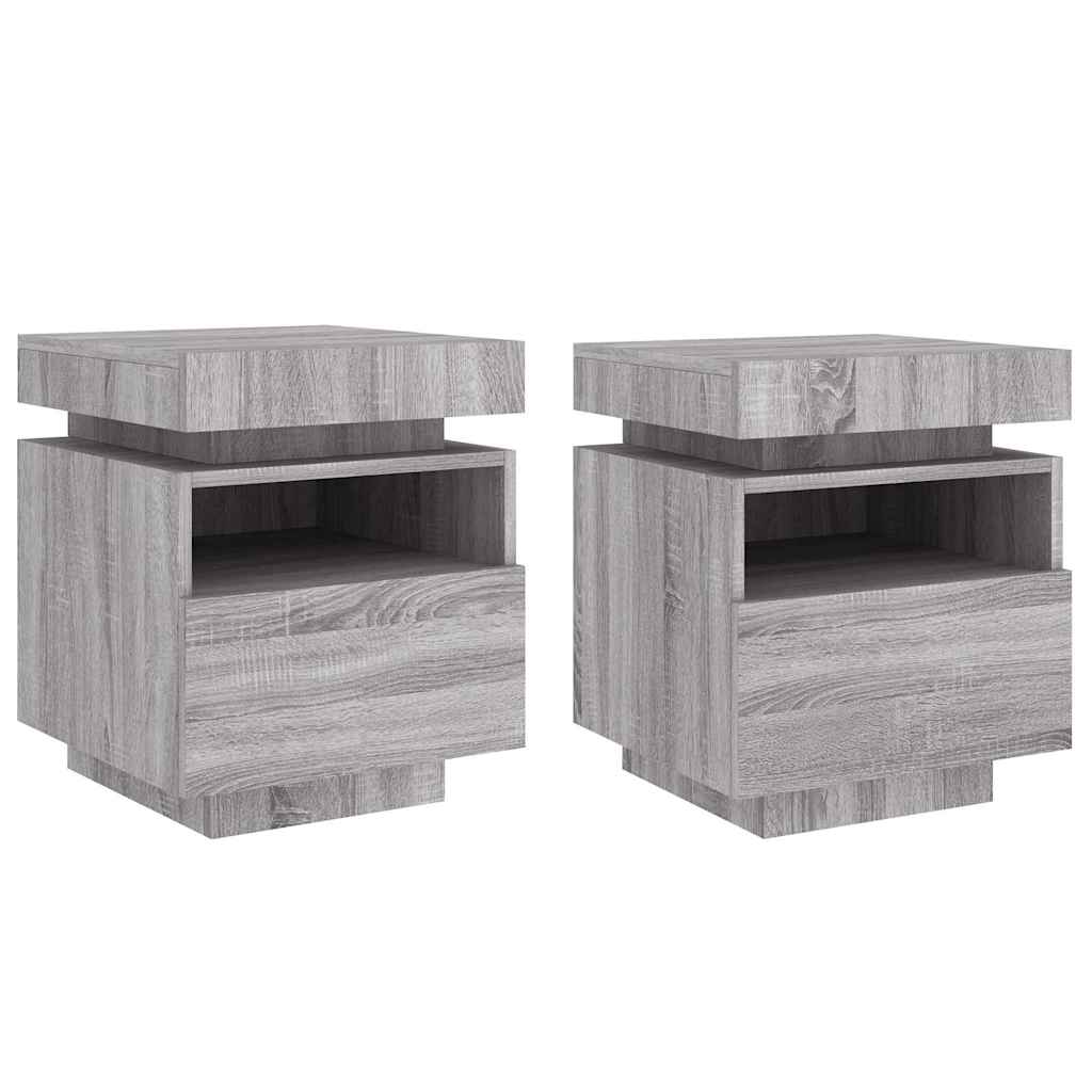 Armoires de chevet avec lumières LED 2 pcs sonoma gris - XIOS
