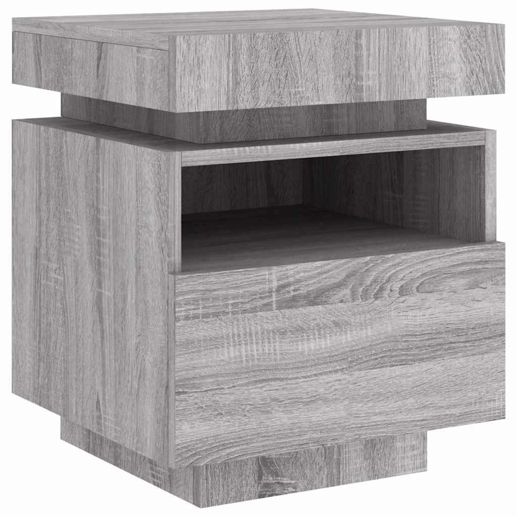 Armoires de chevet avec lumières LED 2 pcs sonoma gris - XIOS