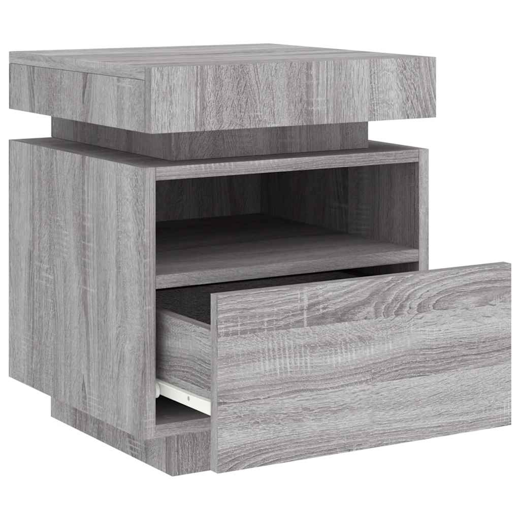 Armoires de chevet avec lumières LED 2 pcs sonoma gris - XIOS