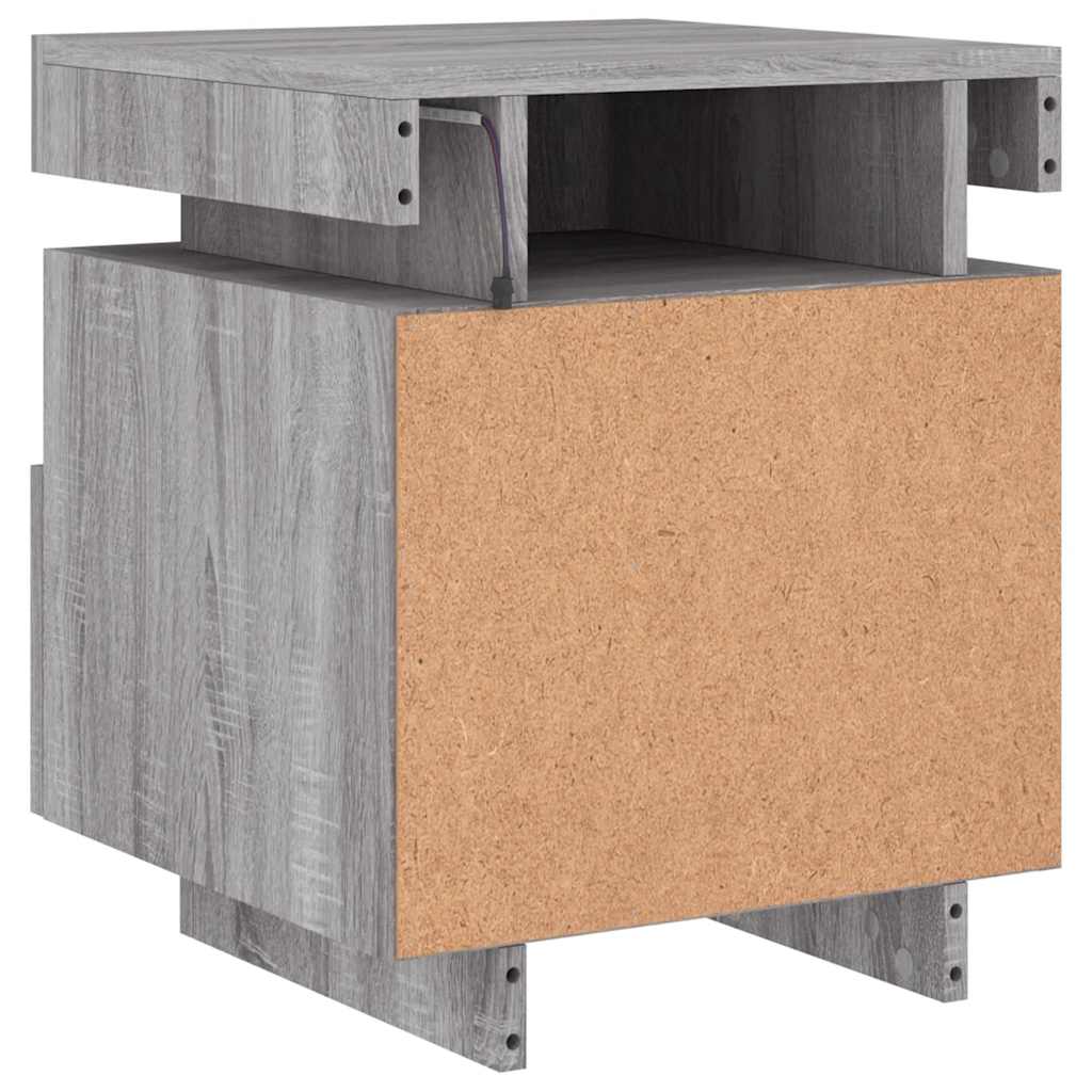 Armoires de chevet avec lumières LED 2 pcs sonoma gris - XIOS