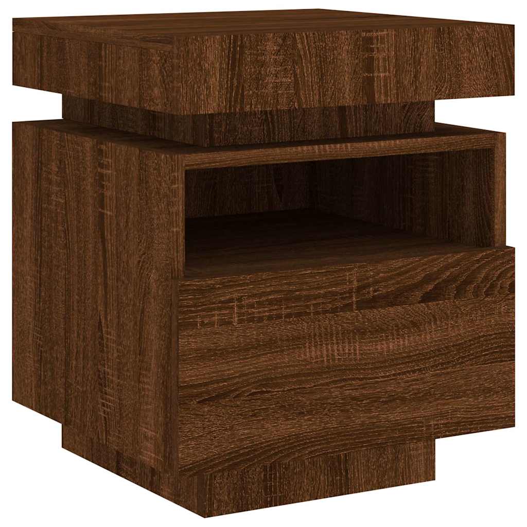 Armoire de chevet avec lumières LED chêne marron 40x39x48,5 cm - XIOS