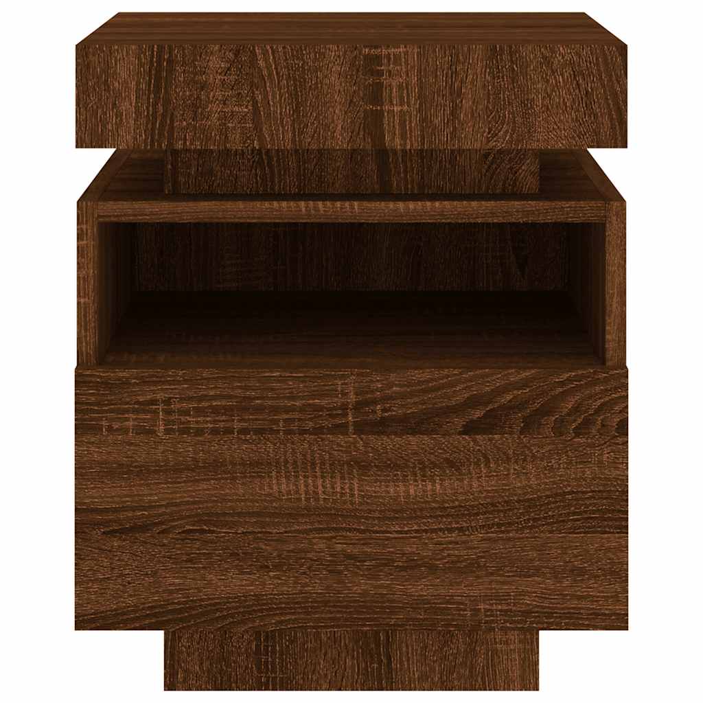 Armoire de chevet avec lumières LED chêne marron 40x39x48,5 cm - XIOS