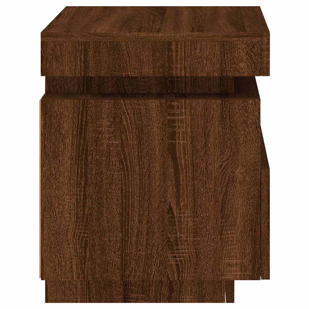 Armoire de chevet avec lumières LED chêne marron 40x39x48,5 cm - XIOS