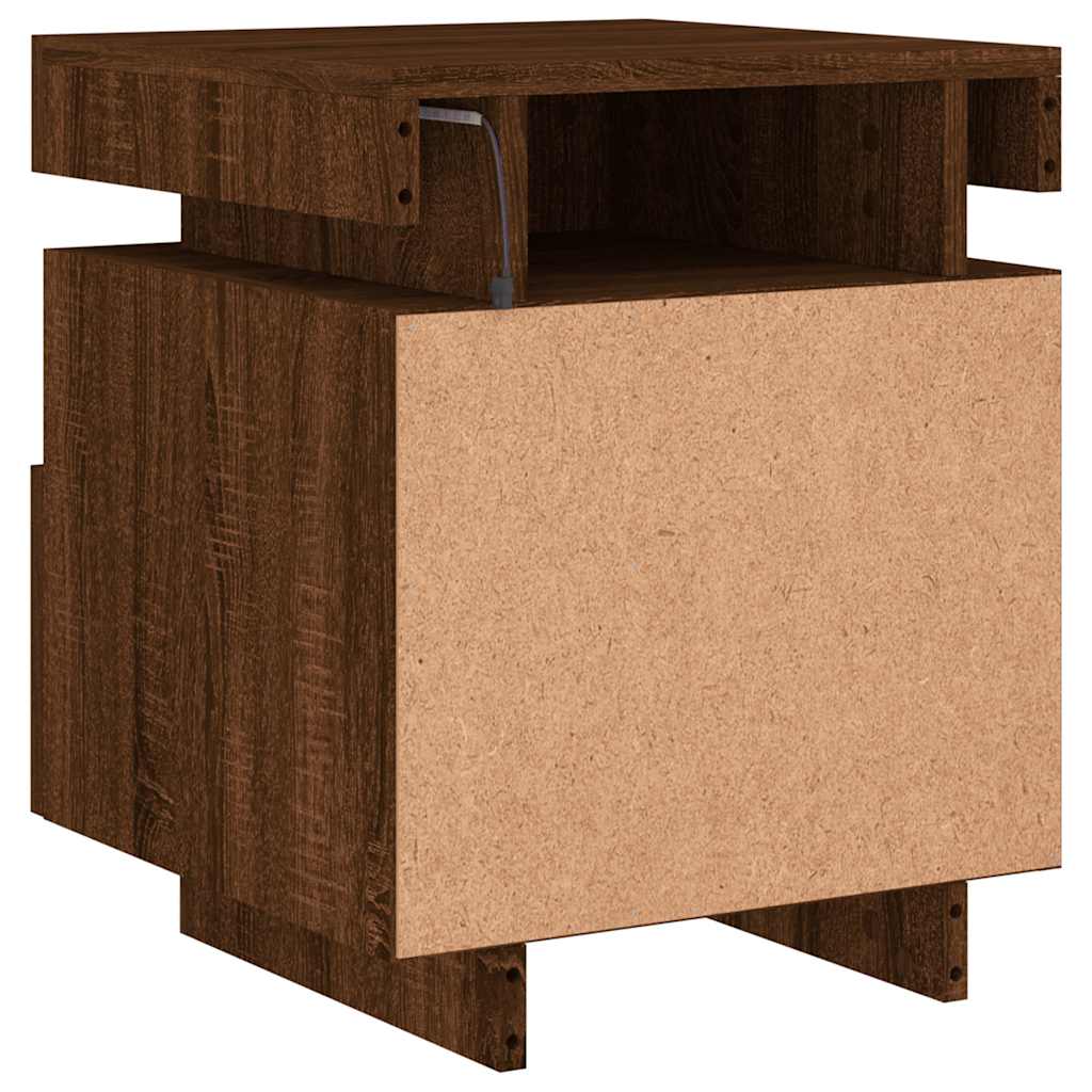 Armoire de chevet avec lumières LED chêne marron 40x39x48,5 cm - XIOS