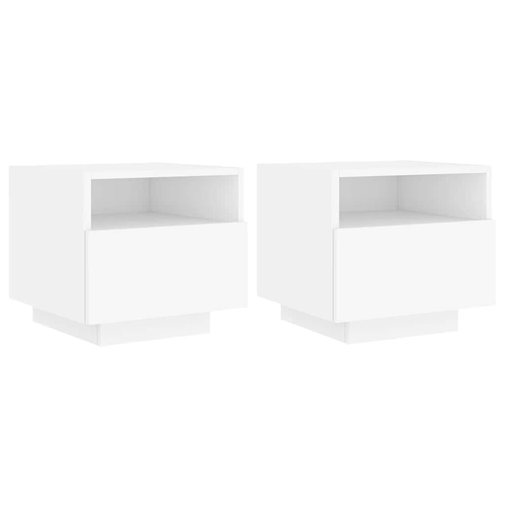 Armoires de chevet avec lumières LED 2 pcs blanc 40x39x37 cm - XIOS