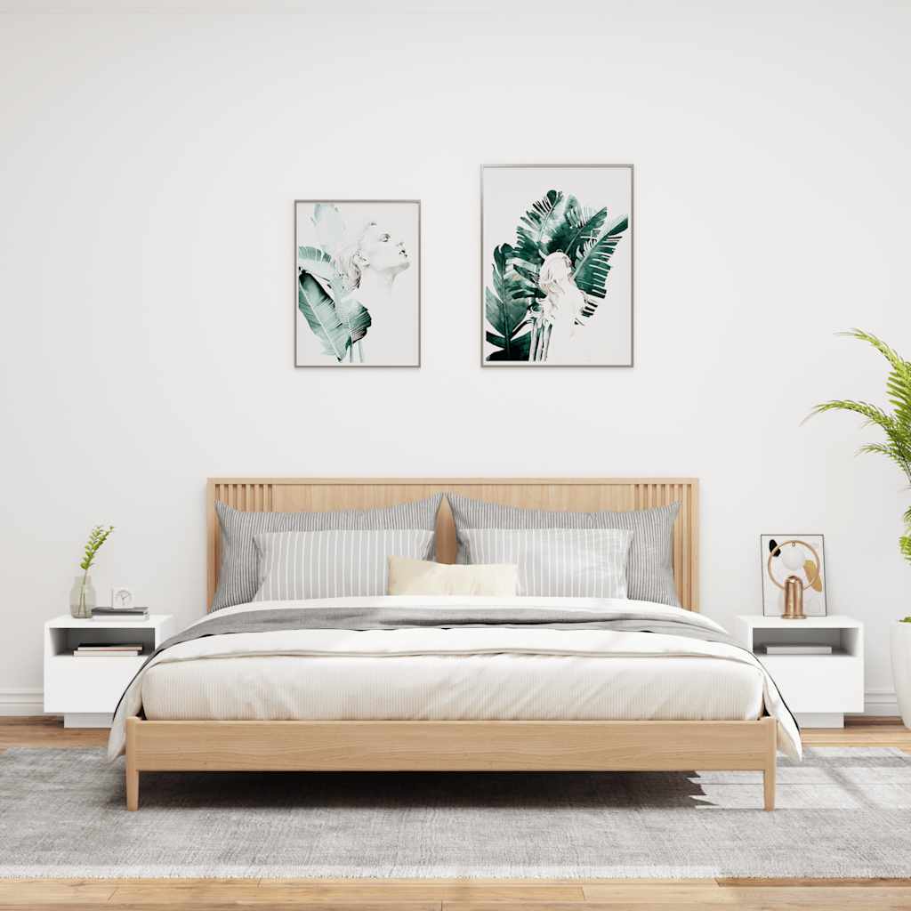 Armoires de chevet avec lumières LED 2 pcs blanc 40x39x37 cm - XIOS