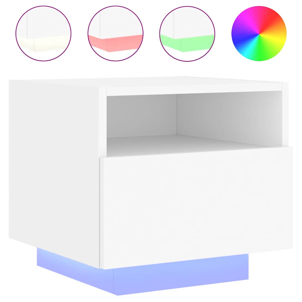 Armoires de chevet avec lumières LED 2 pcs blanc 40x39x37 cm - XIOS