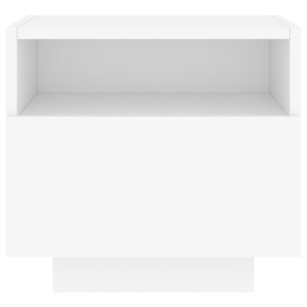 Armoires de chevet avec lumières LED 2 pcs blanc 40x39x37 cm